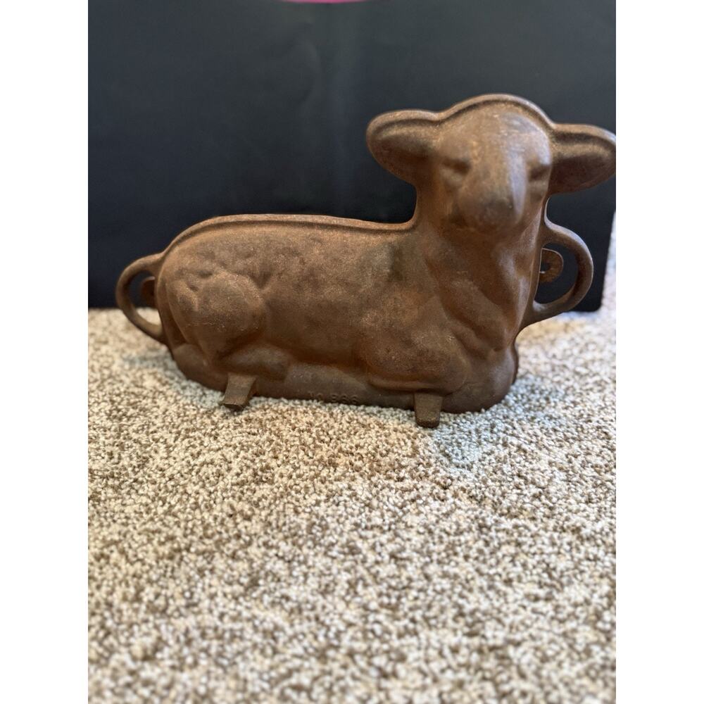 Antique Bakery Vintage Cast Iron Lamb Sheep Cake Chocolate Mold 2 Piece Set #866